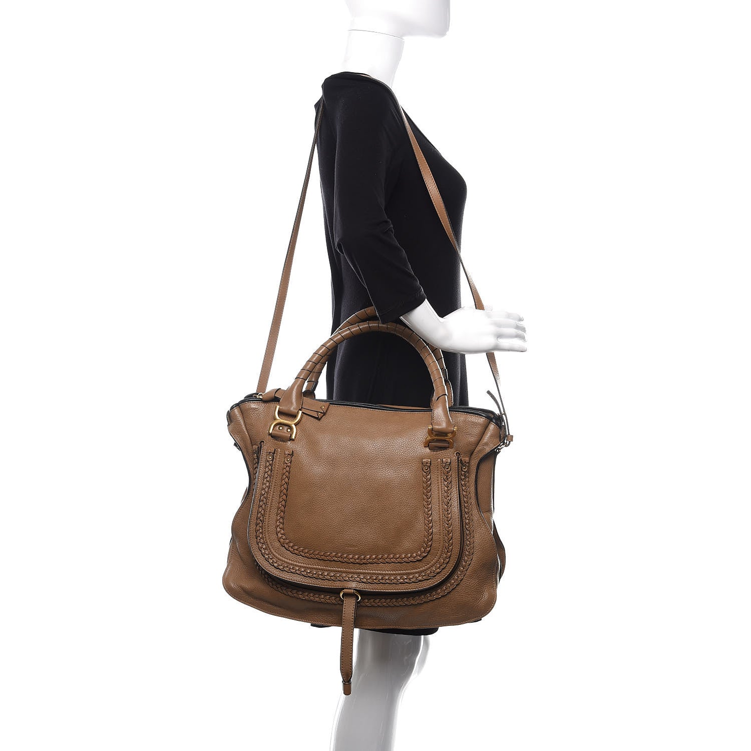 Chloe Calfskin Braided Large Marcie Satchel Nut 3 of 17