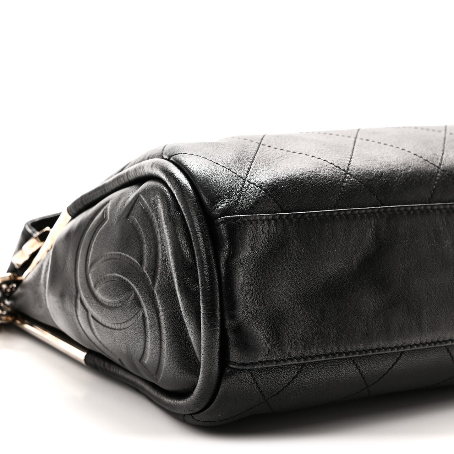Lambskin Stitched Medium Ultimate Soft Tote Black