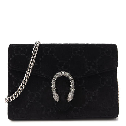 Gucci Velvet GG Monogram Mini Dionysus Chain Wallet Black 1 of 10