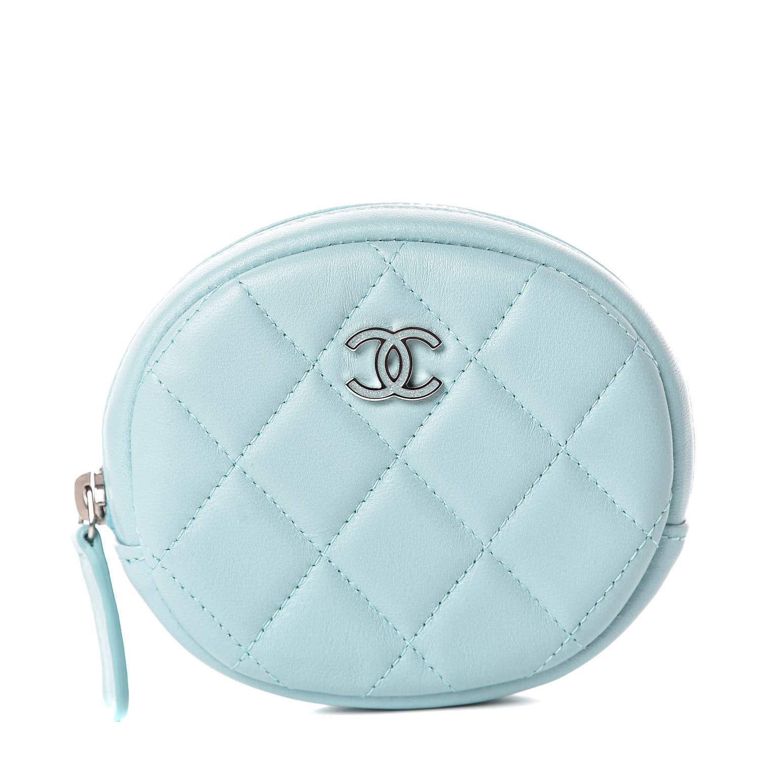 Chanel Lambskin Quilted Zip Around Classic Coin Purse Light Blue 1 of 7