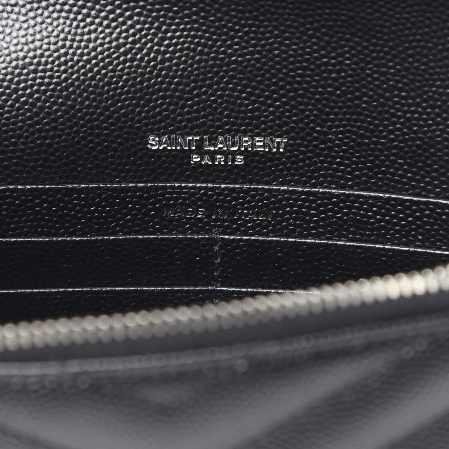 Saint Laurent Grain De Poudre Matelasse Chevron Monogram Envelope Chain Wallet Black 6 of 11
