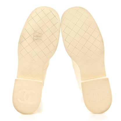 Chanel Lambskin Cap Toe Short Boots 40 Ivory Black 5 of 8