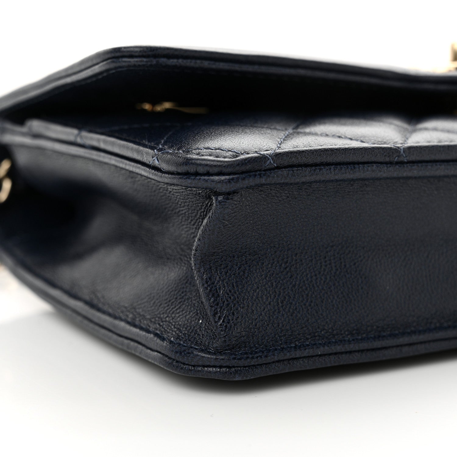 Chanel Lambskin Quilted CC Wallet On Chain WOC Dark Blue 10 of 11