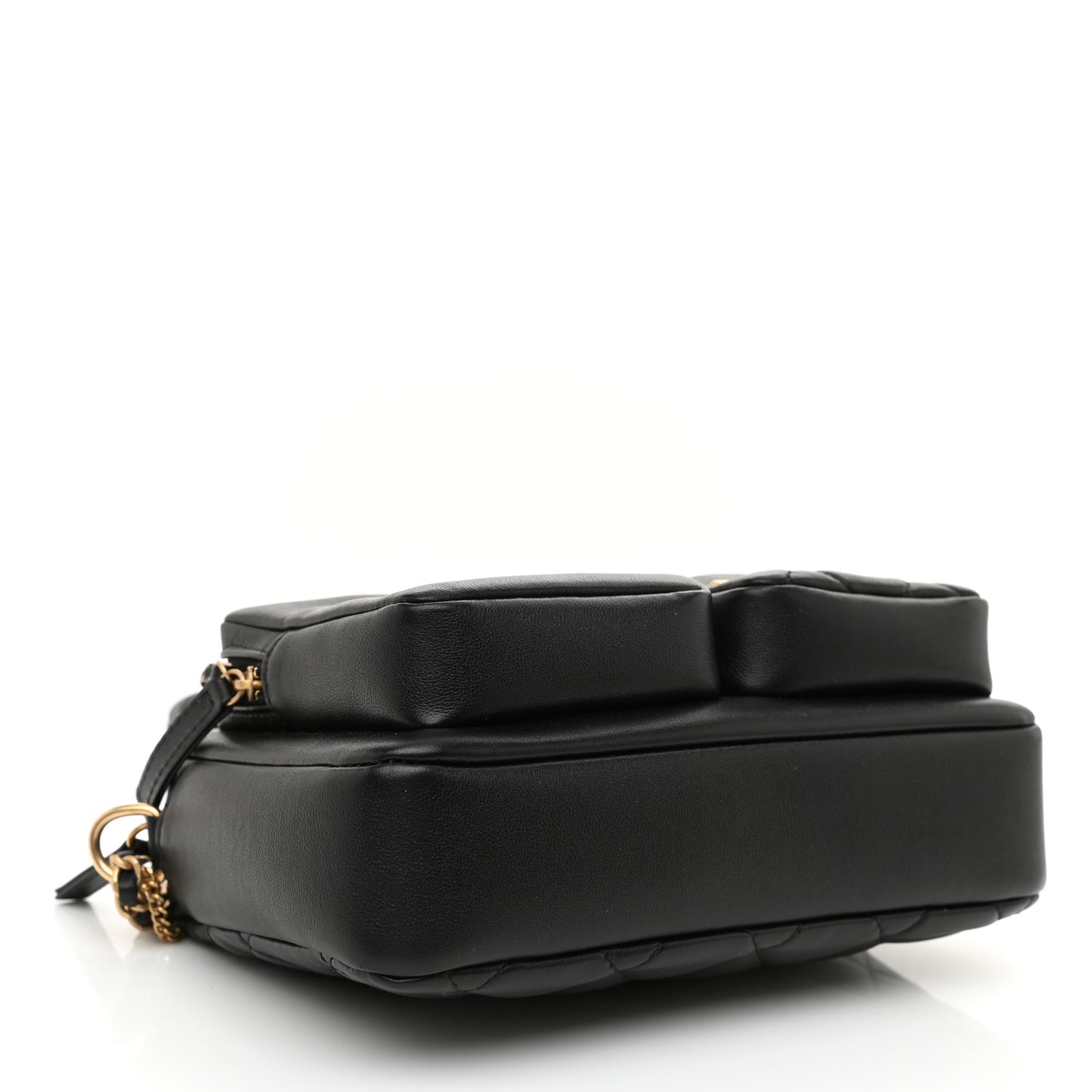 Calfskin Quilted Small Camera Case Black