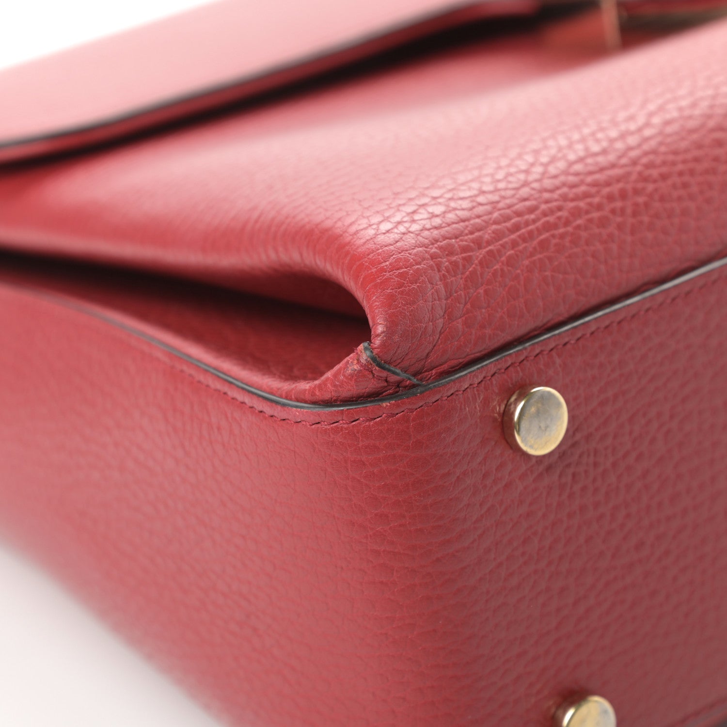 Gucci Dollar Calfskin Medium Interlocking G Top Handle Shoulder Bag Red 9 of 15