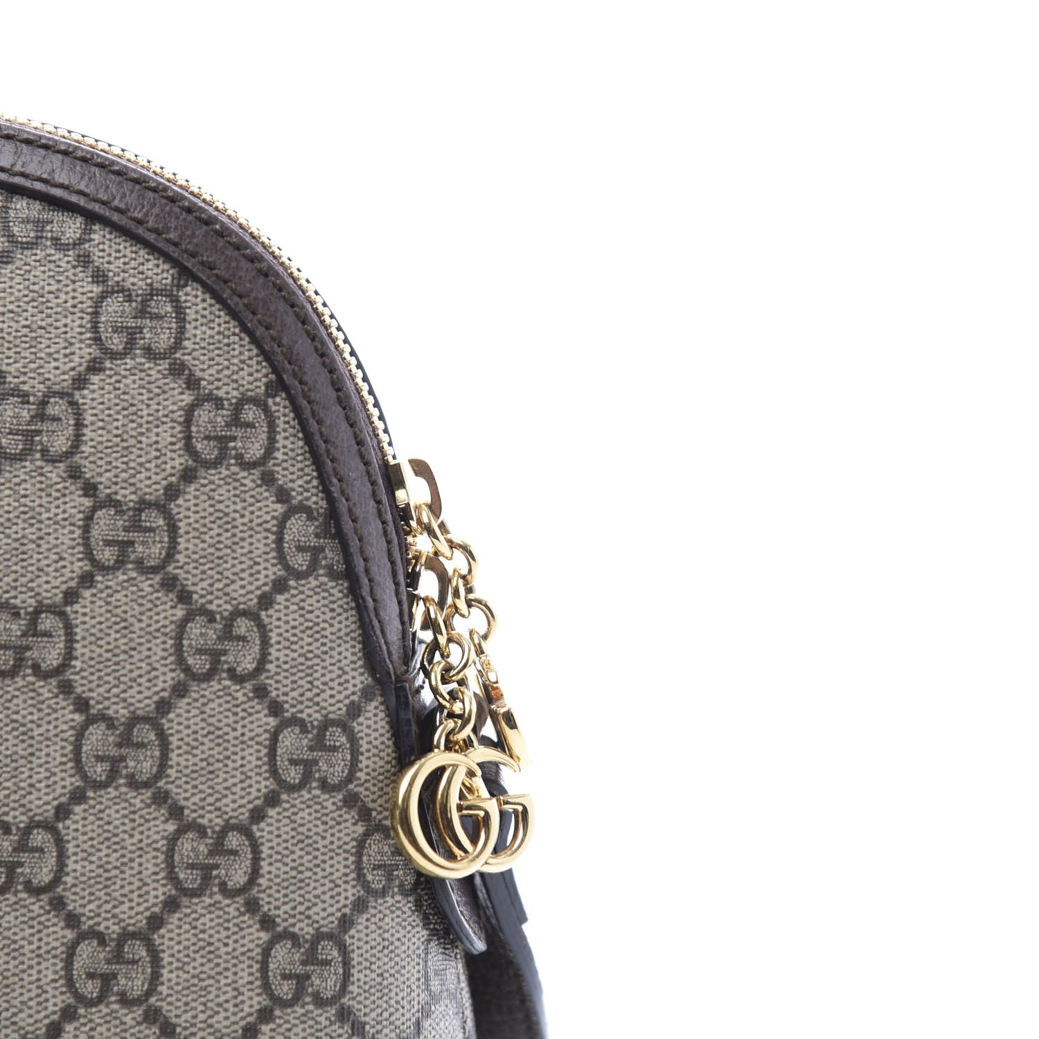 Gucci GG Supreme Monogram Textured Dollar Calfskin Web Small Ophidia Dome Shoulder Bag Beige Ebony New Acero 10 of 11