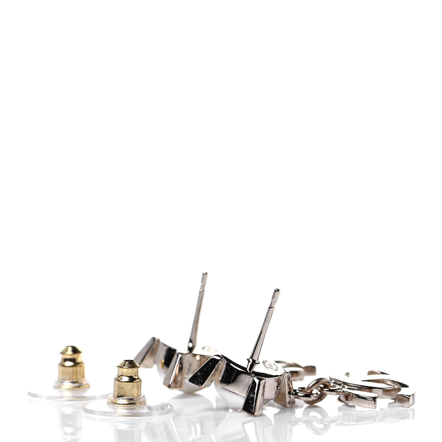 Chanel Crystal Pearl CC Drop Earrings Gold 3 of 4