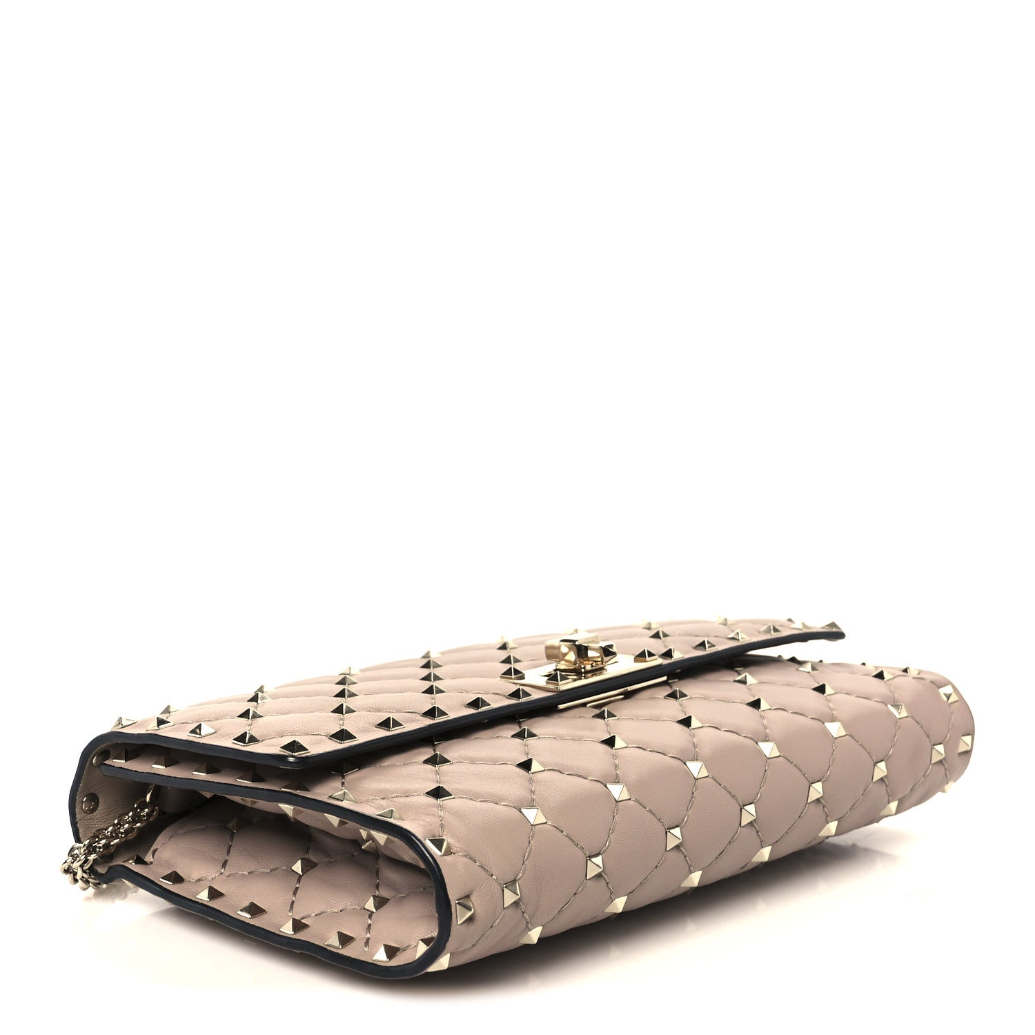Valentino Garavani Lambskin Rockstud Spike Wallet on Chain Poudre 4 of 11