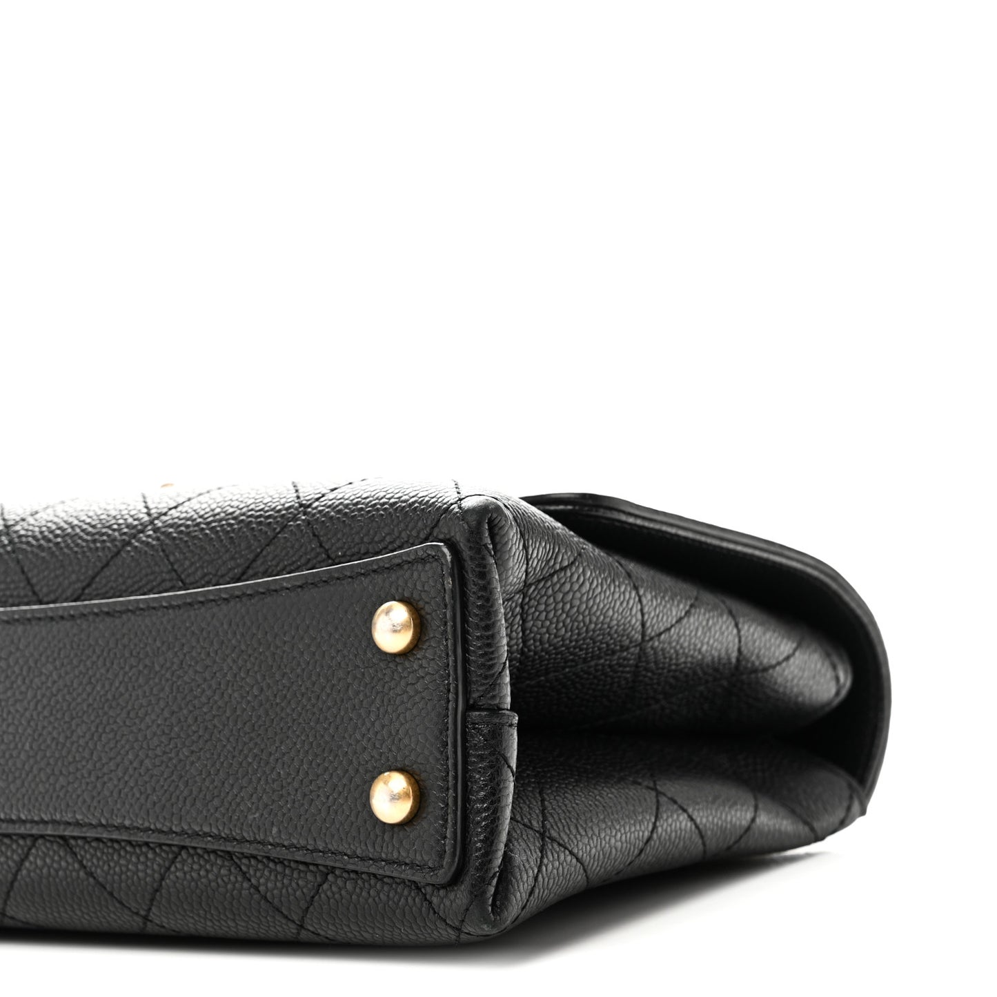 Caviar Diamond Stitched Small Top Handle Flap Black