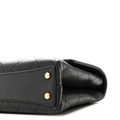 Chanel Caviar Diamond Stitched Small Top Handle Flap Black 9 of 10