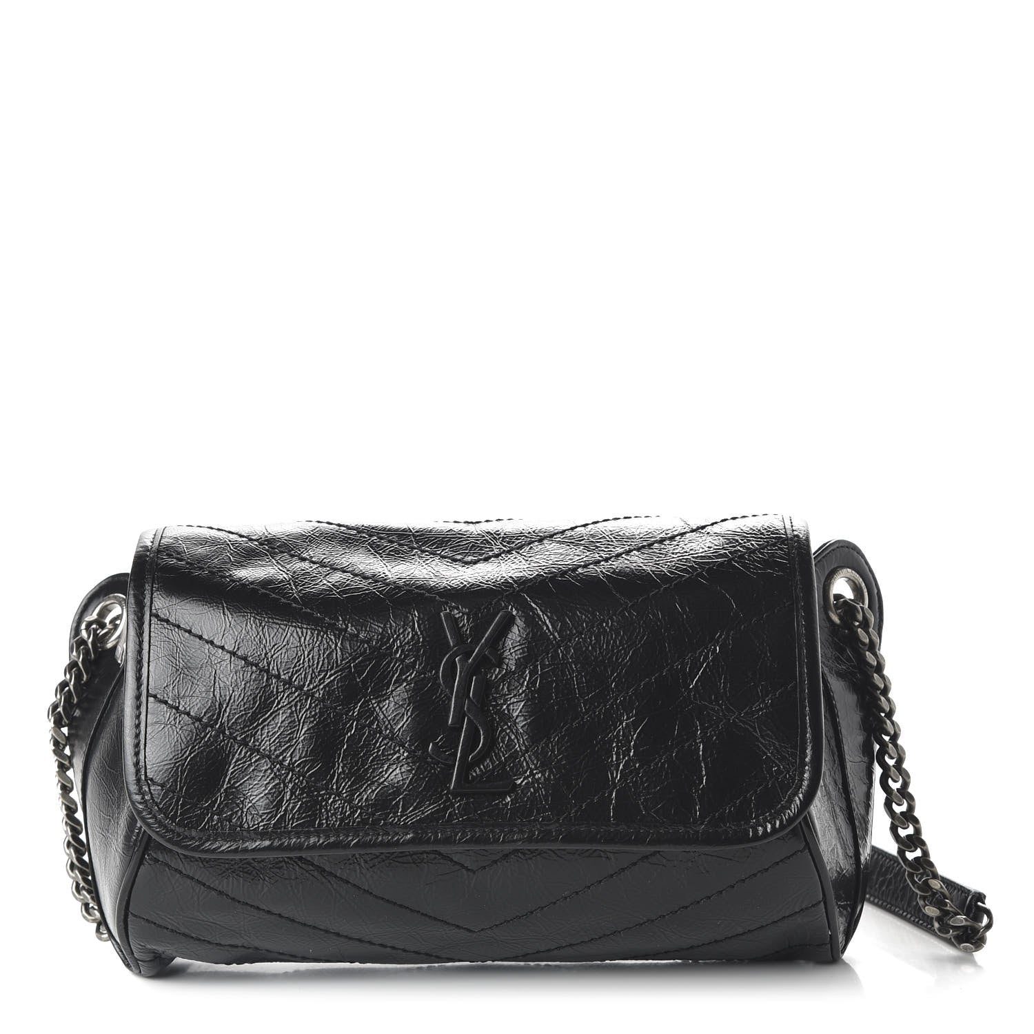 Saint Laurent Crinkled Calfskin Matelasse Monogram Niki Body Bag Black 1 of 9