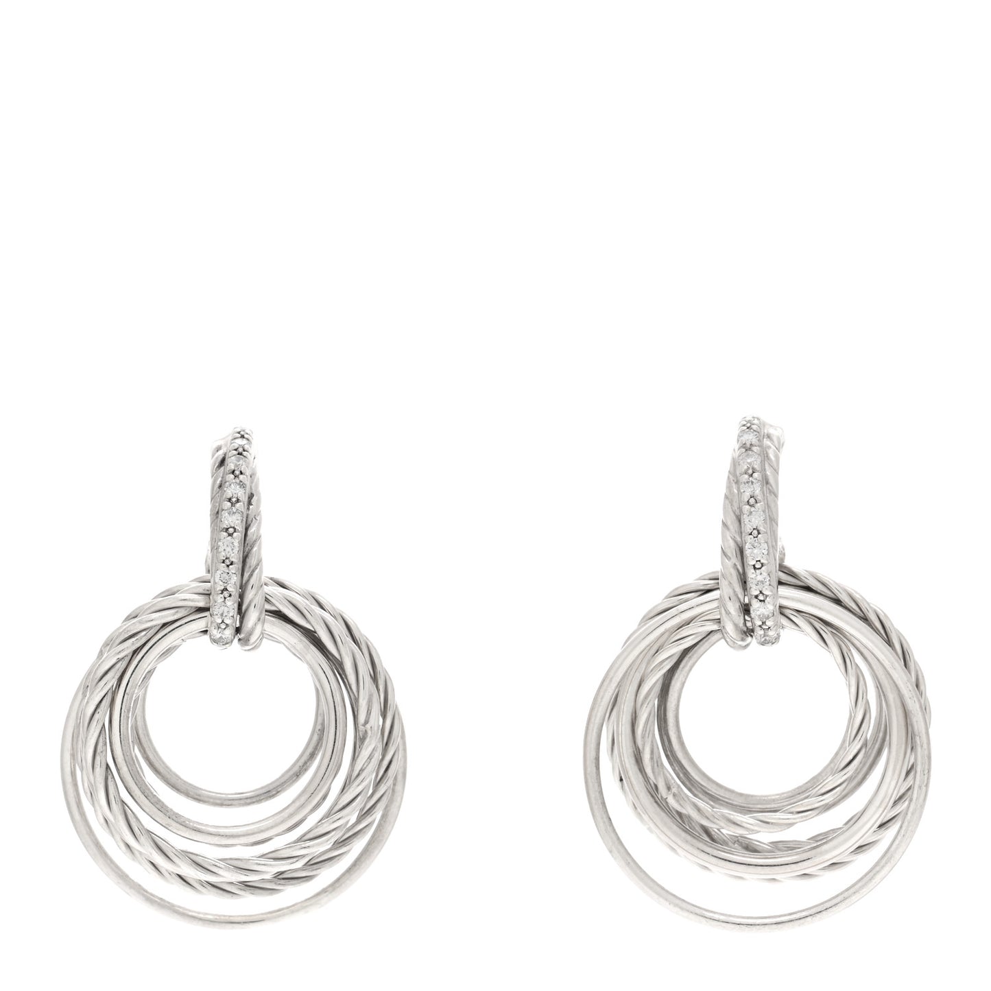Sterling Silver Diamond Crossover Drop Earrings