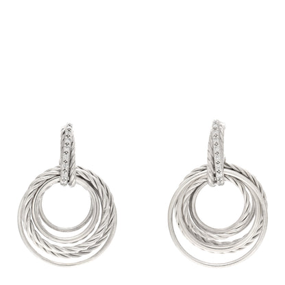 David Yurman Sterling Silver Diamond Crossover Drop Earrings 1 of 4