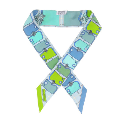 Hermes Silk Camails Twilly Vert Fluo Ciel Vert D Eau 1 of 5