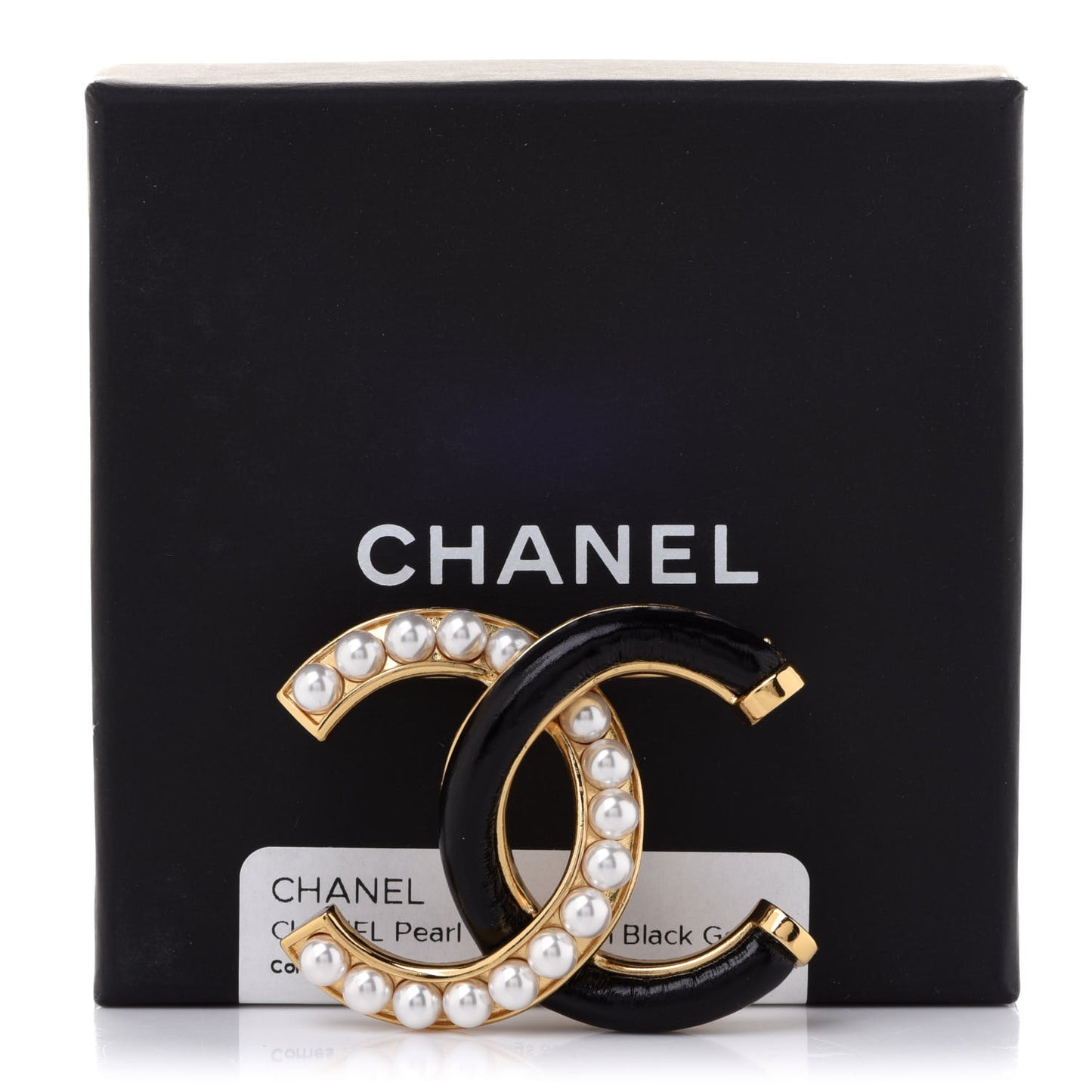 Pearl CC Brooch Black Gold