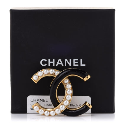 Chanel Pearl CC Brooch Black Gold 5 of 5