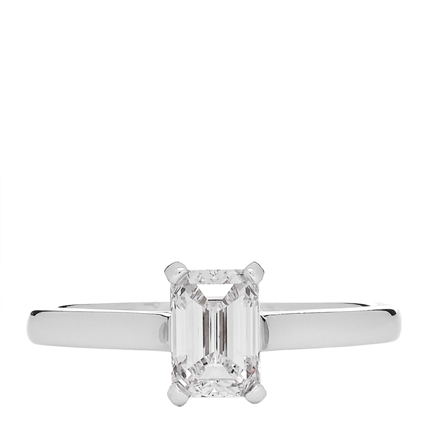 Tiffany Platinum Diamond 1.01ct Emerald Cut Solitaire Engagement Ring 56 7.75 1 of 7