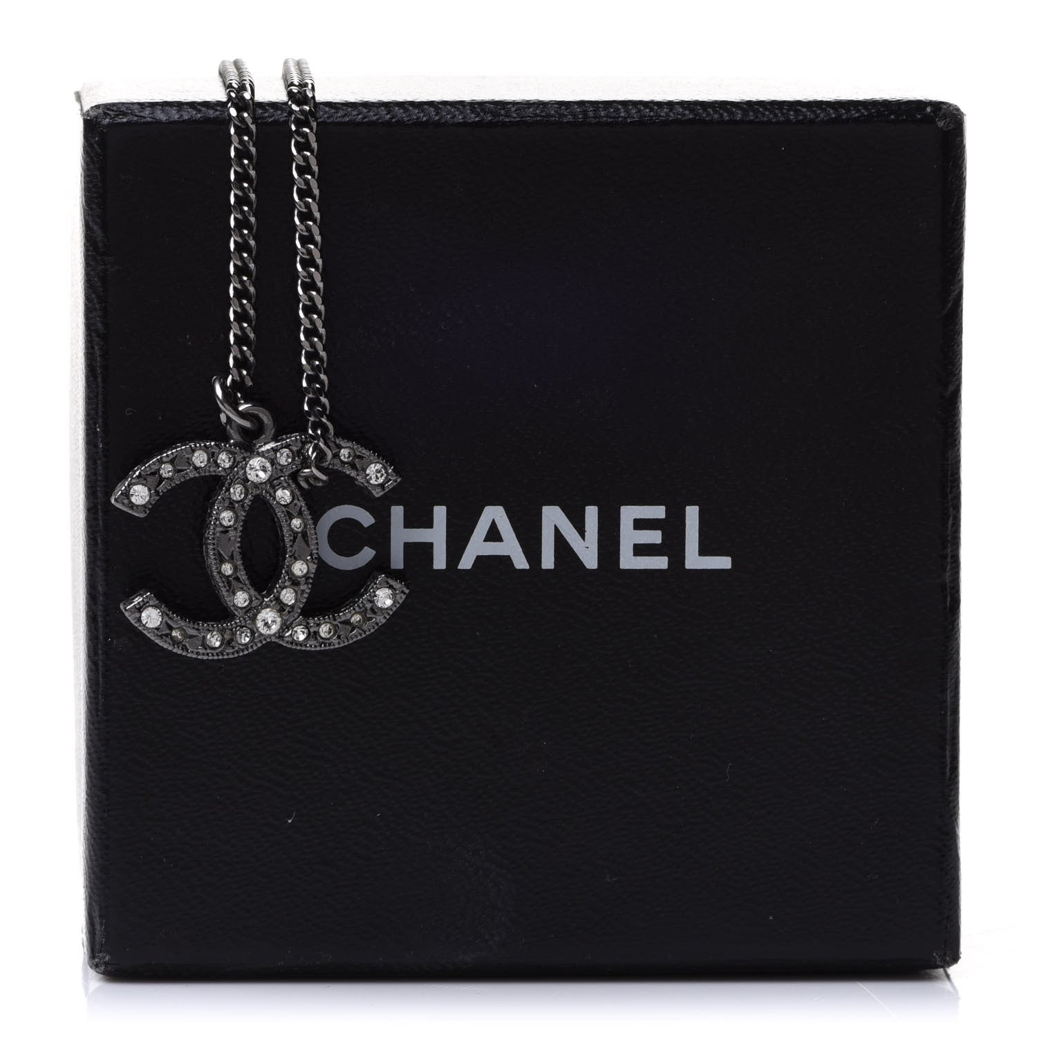 Chanel Crystal CC Necklace Silver 7 of 7