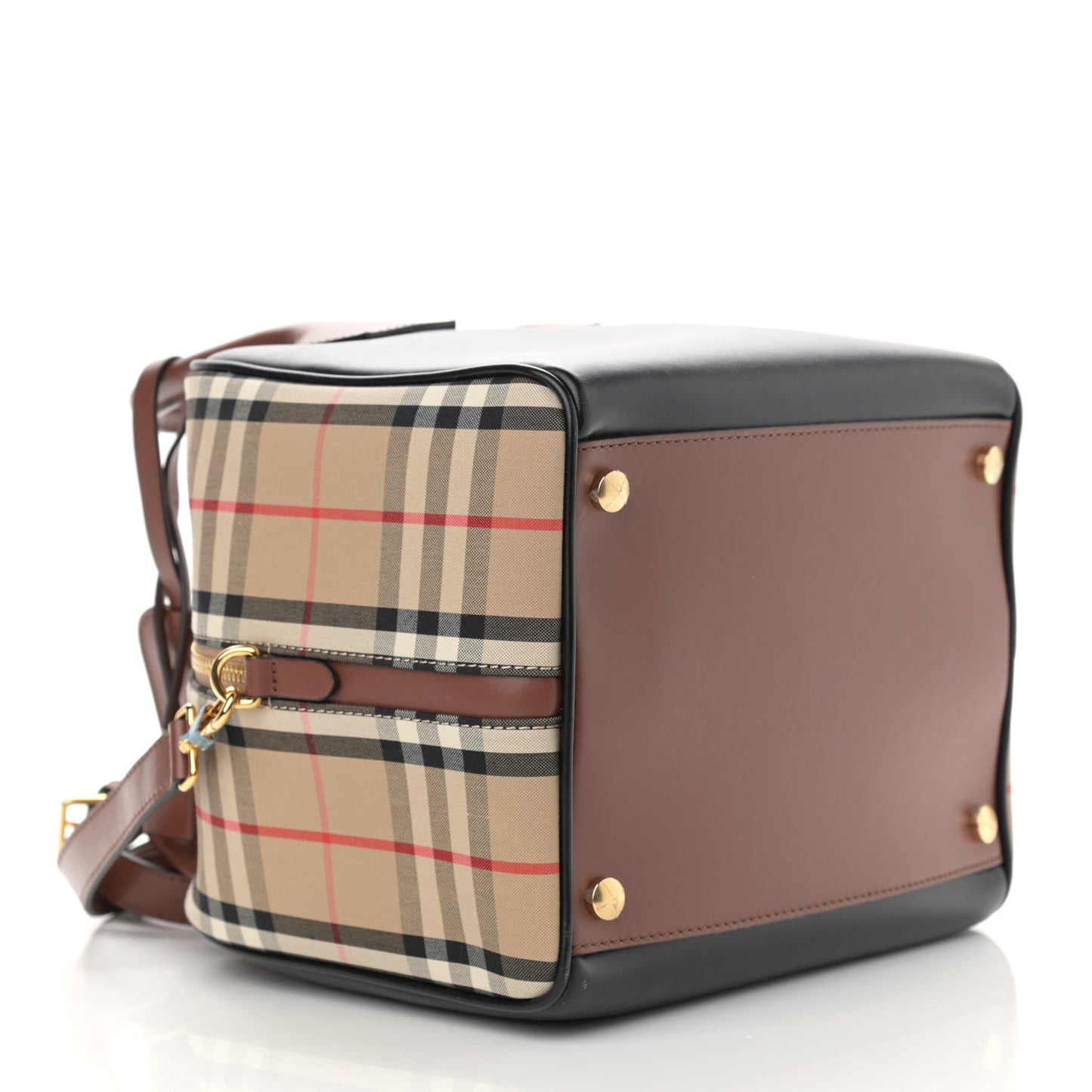 Smooth Calfskin Small Cube Bowling Bag Black