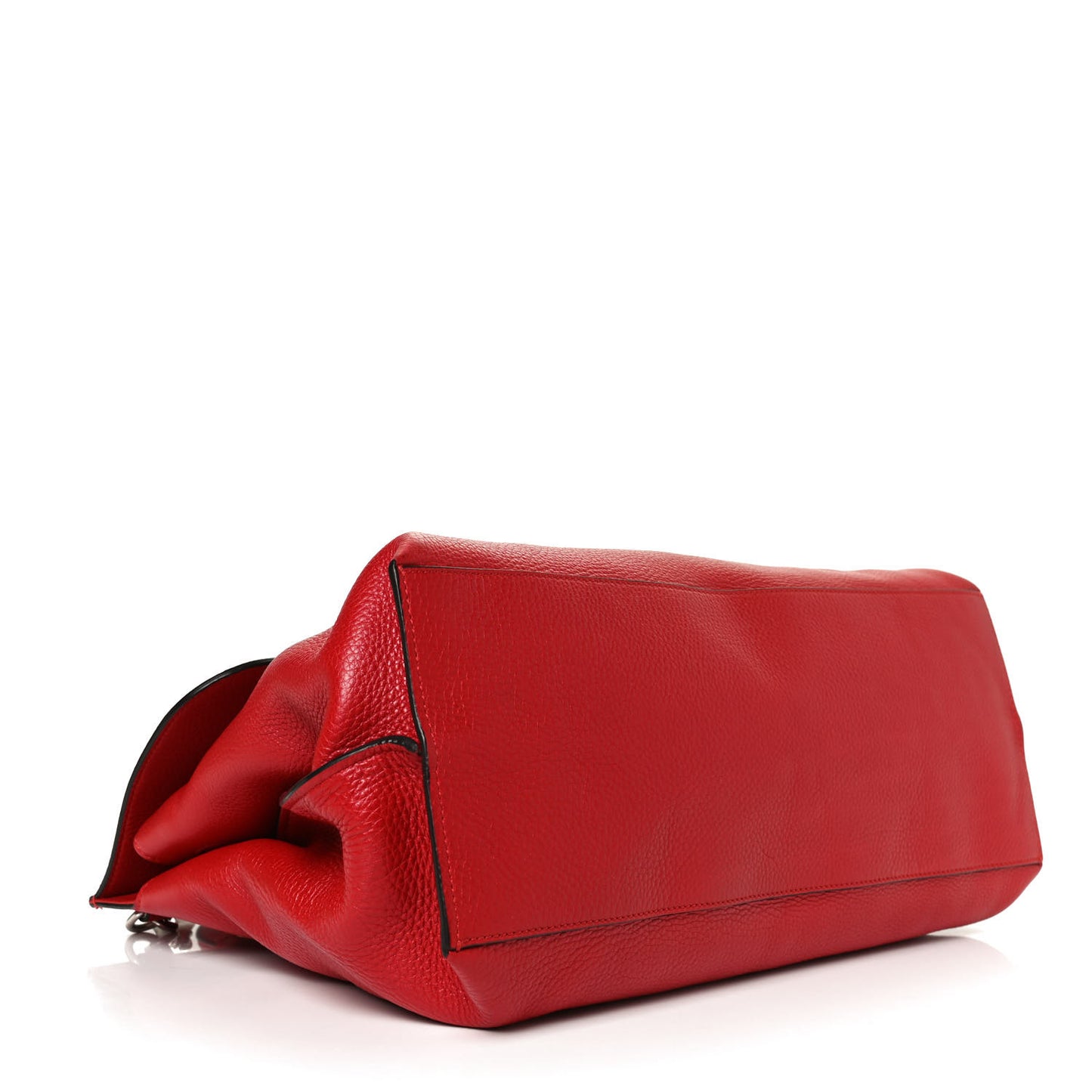 Pebbled Calfskin Large Bamboo Daily Top Handle Bag Red