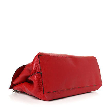 Gucci Pebbled Calfskin Large Bamboo Daily Top Handle Bag Red 4 of 13