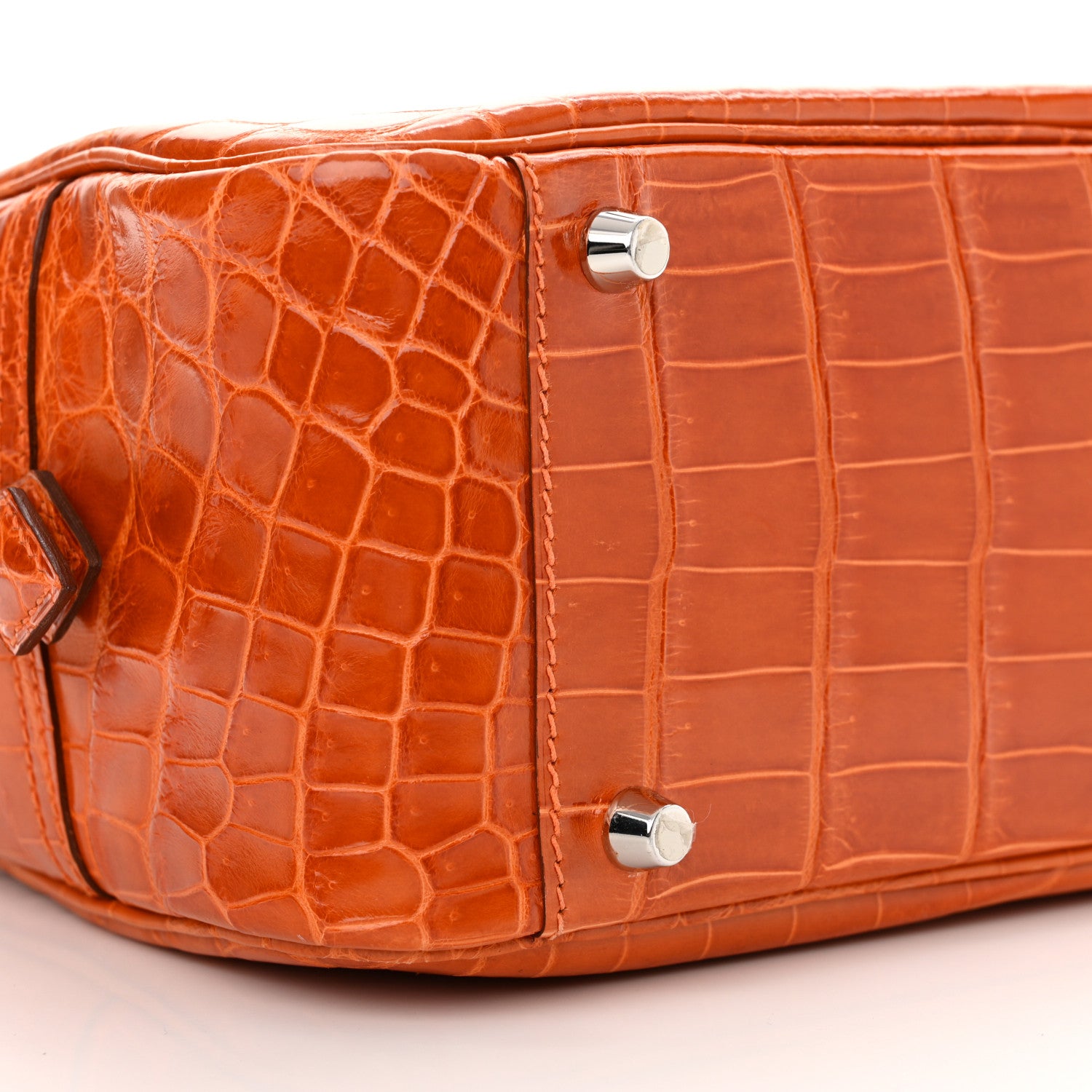 Hermes Shiny Niloticus Crocodile Plume 28 Orange 9 of 11