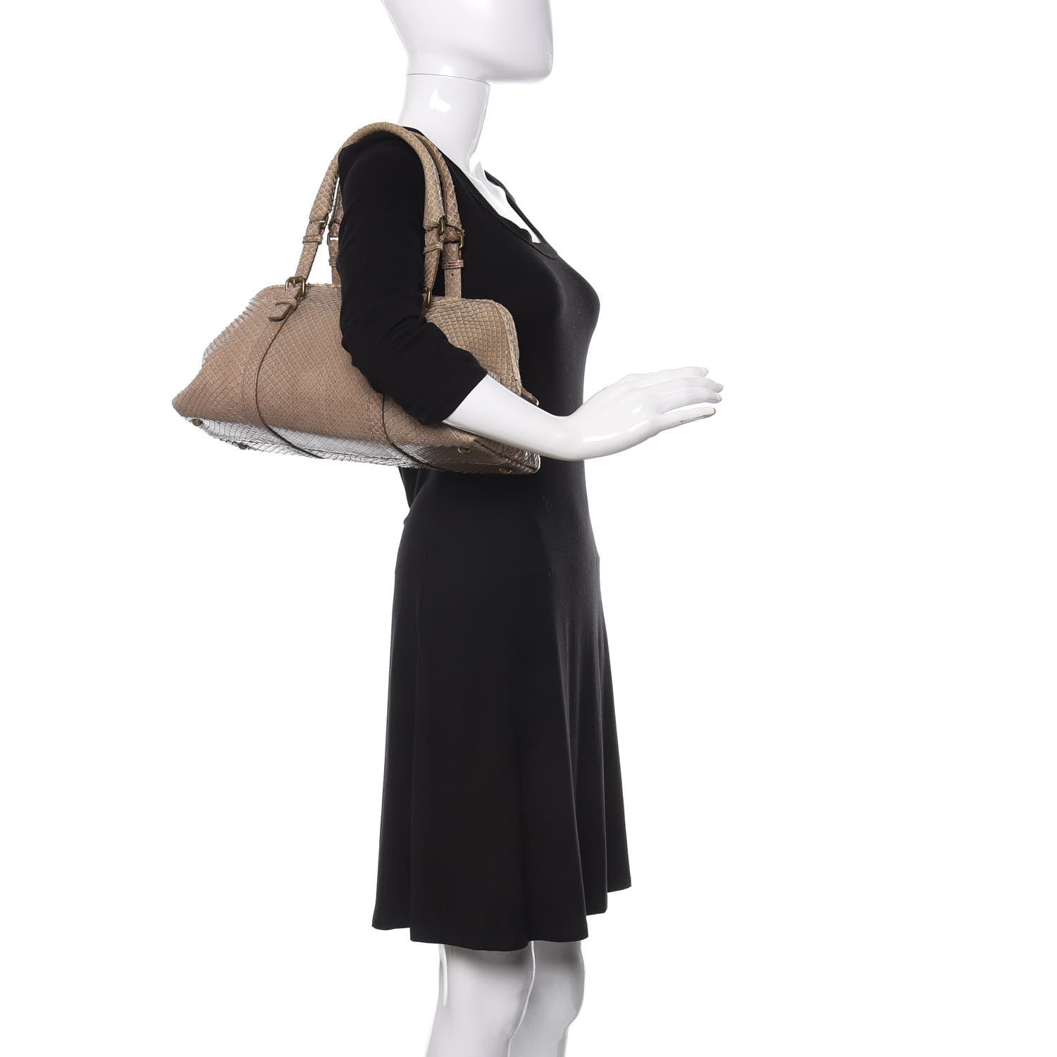 Bottega Veneta Snakeskin Montaigne Satchel Limo 2 of 15