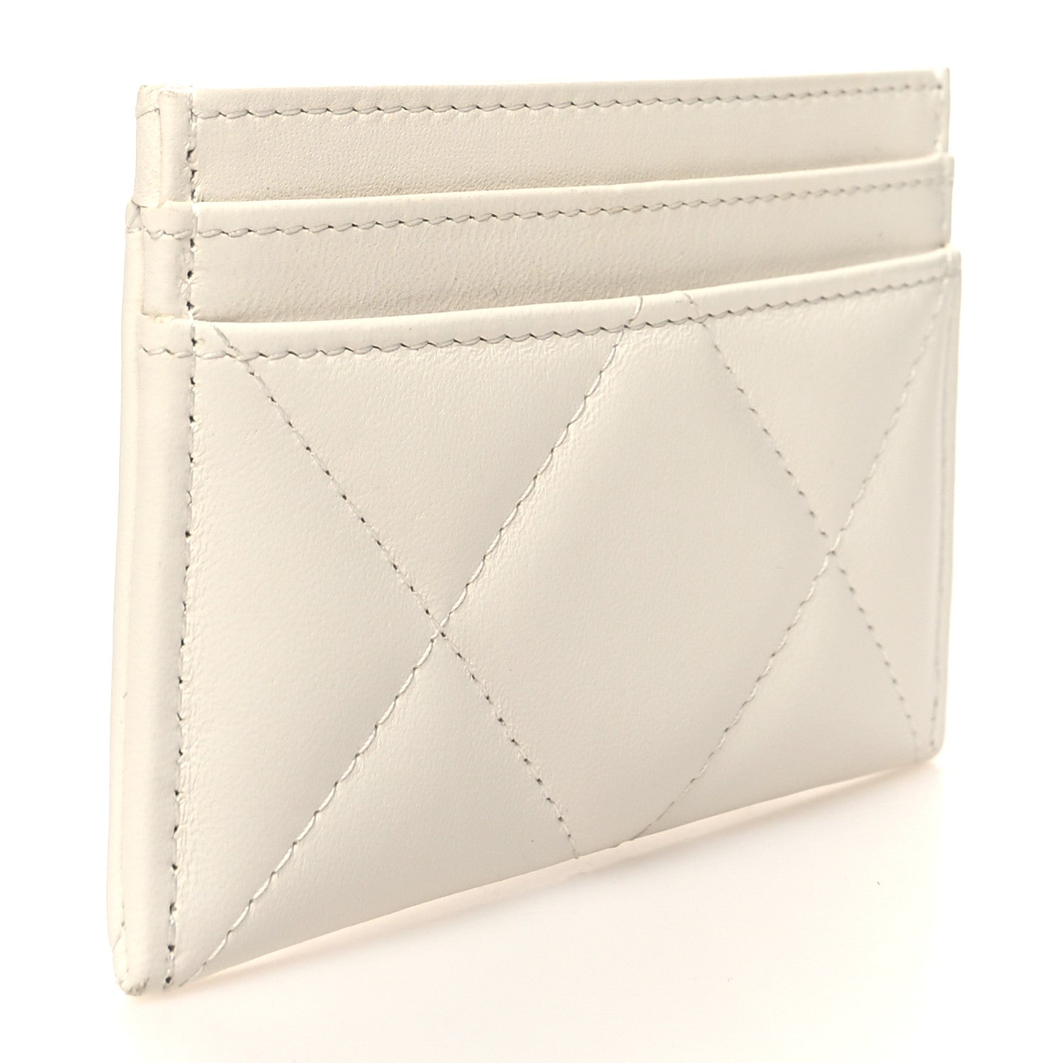 Chanel Lambskin Quilted Chanel 19 Card Holder White 3 of 9