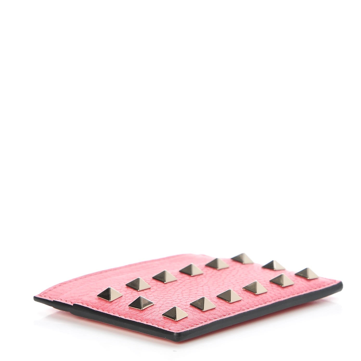Valentino Garavani Pebbled Calfskin Rockstud Card Holder Shadow Pink 4 of 9