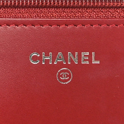 Chanel Patent Quilted Wallet On Chain WOC Red 5 of 10