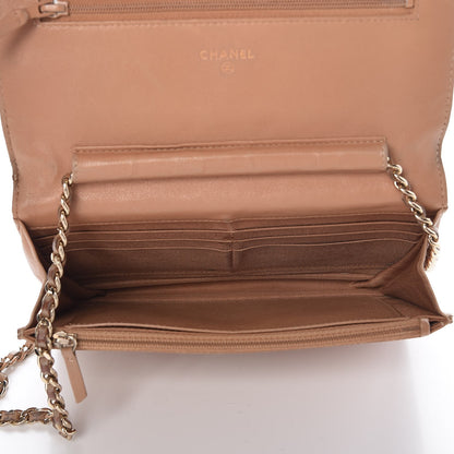 Chanel Lambskin Quilted Wallet on Chain WOC Dark Beige 5 of 17