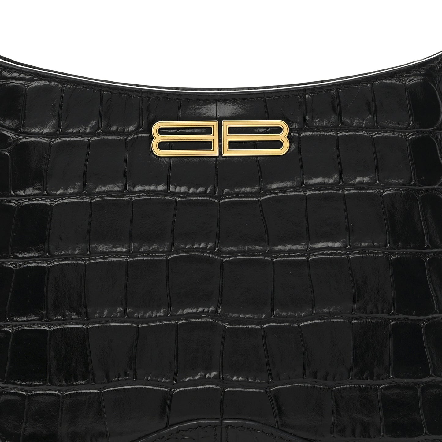 Shiny Super Supple Calfskin Crocodile Embossed Small XX Bag Black