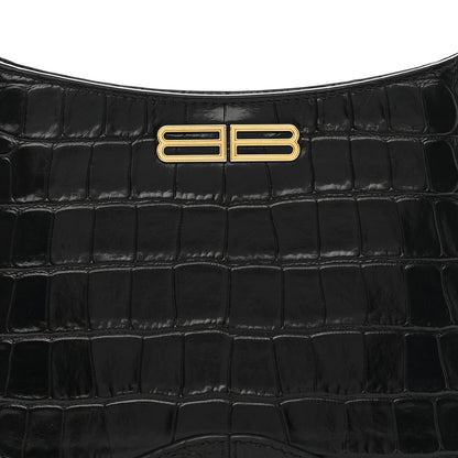 Balenciaga Shiny Super Supple Calfskin Crocodile Embossed Small XX Bag Black 8 of 11