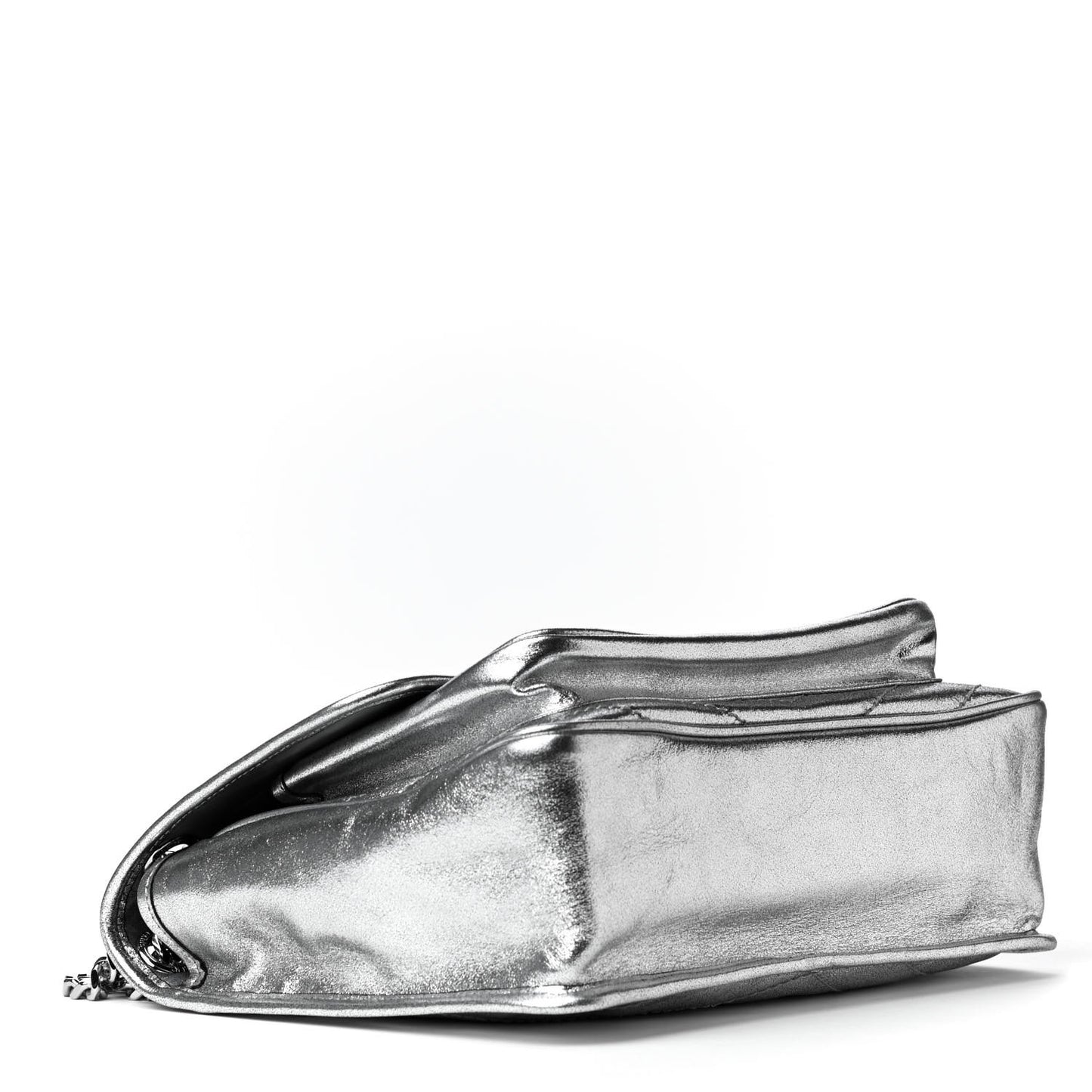 Metallic Lambskin Matelasse Monogram Medium Niki Chain Satchel Argento