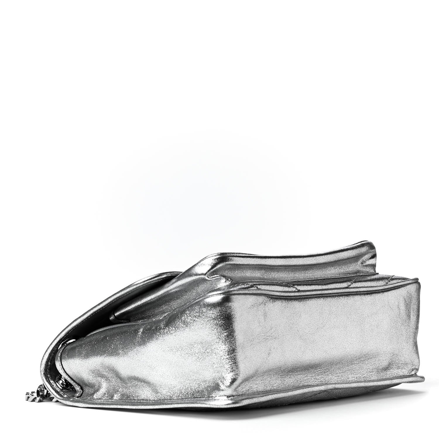 Saint Laurent Metallic Lambskin Matelasse Monogram Medium Niki Chain Satchel Argento 4 of 5
