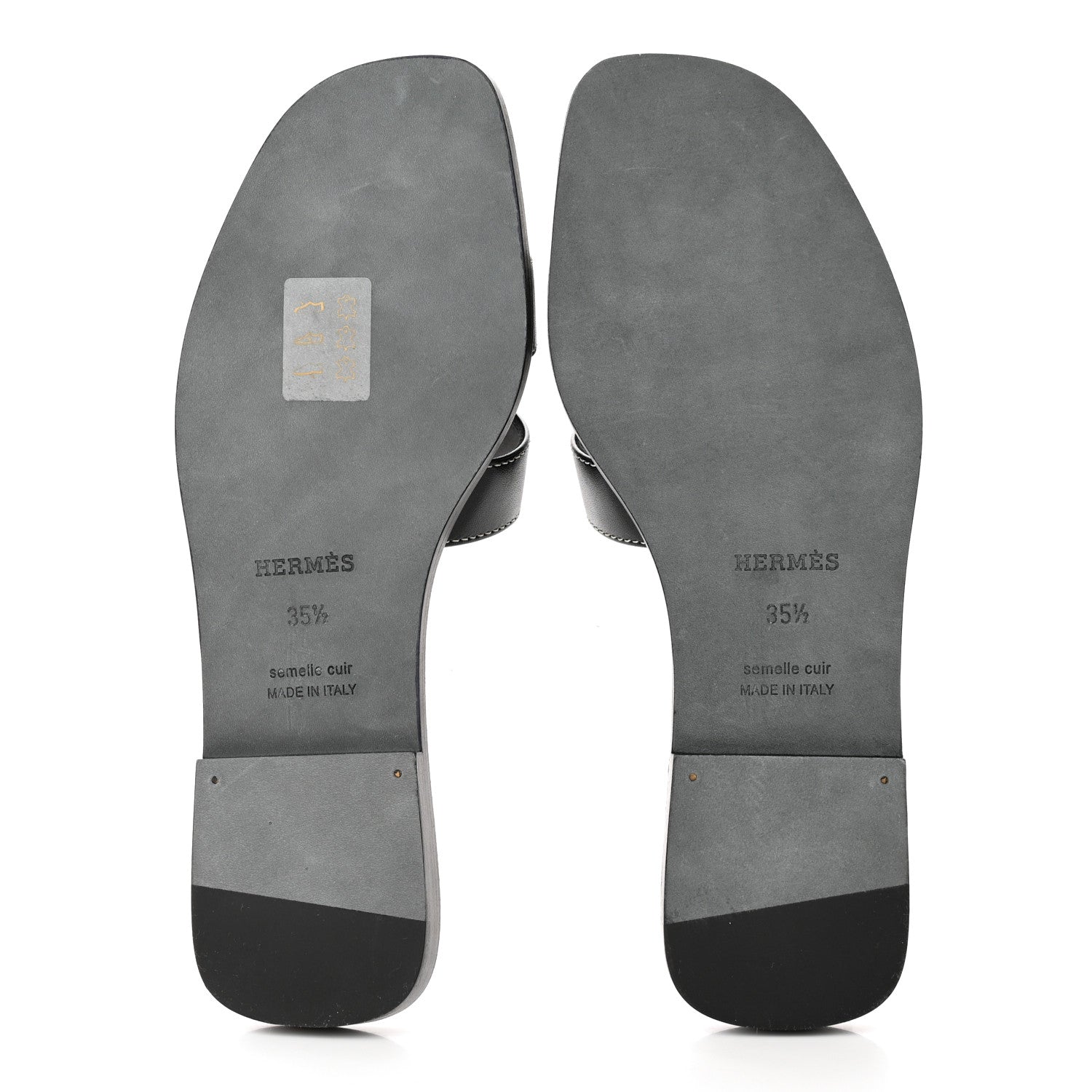Hermes Box Calfskin Oran Sandals 35.5 Black 5 of 10