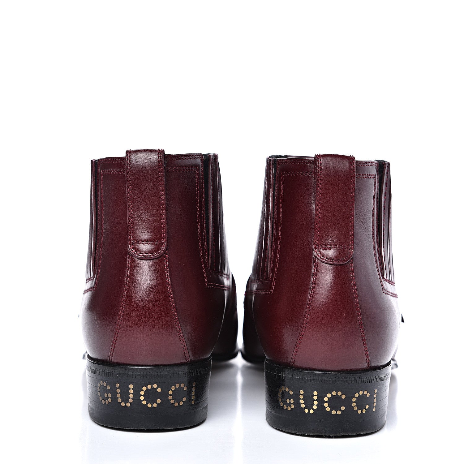 Gucci New Waxed Calfskin Womens G Medallion Toe Ankle Boots 37 Red Bordeaux 5 of 11