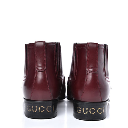 Gucci New Waxed Calfskin Womens G Medallion Toe Ankle Boots 37 Red Bordeaux 5 of 11