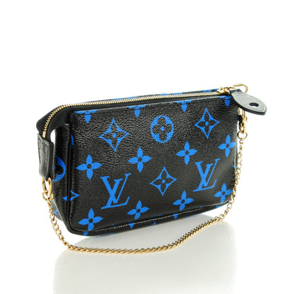Louis Vuitton Colored Monogram Mini Pochette Accessories Blue Black 3 of 7