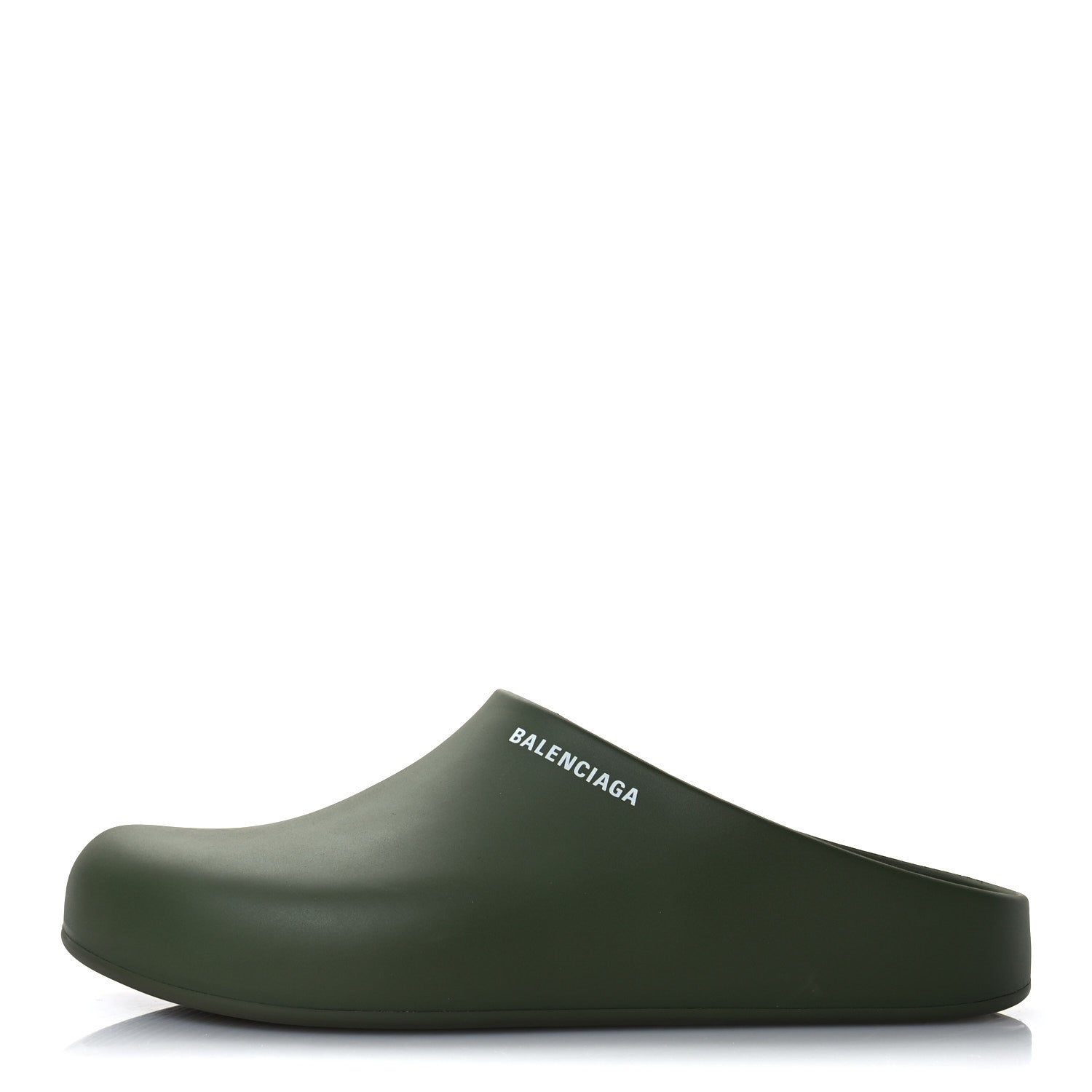 Balenciaga Rubber Logo Mens Pool Closed Slide Sandals 43 Kaki White 1 of 8