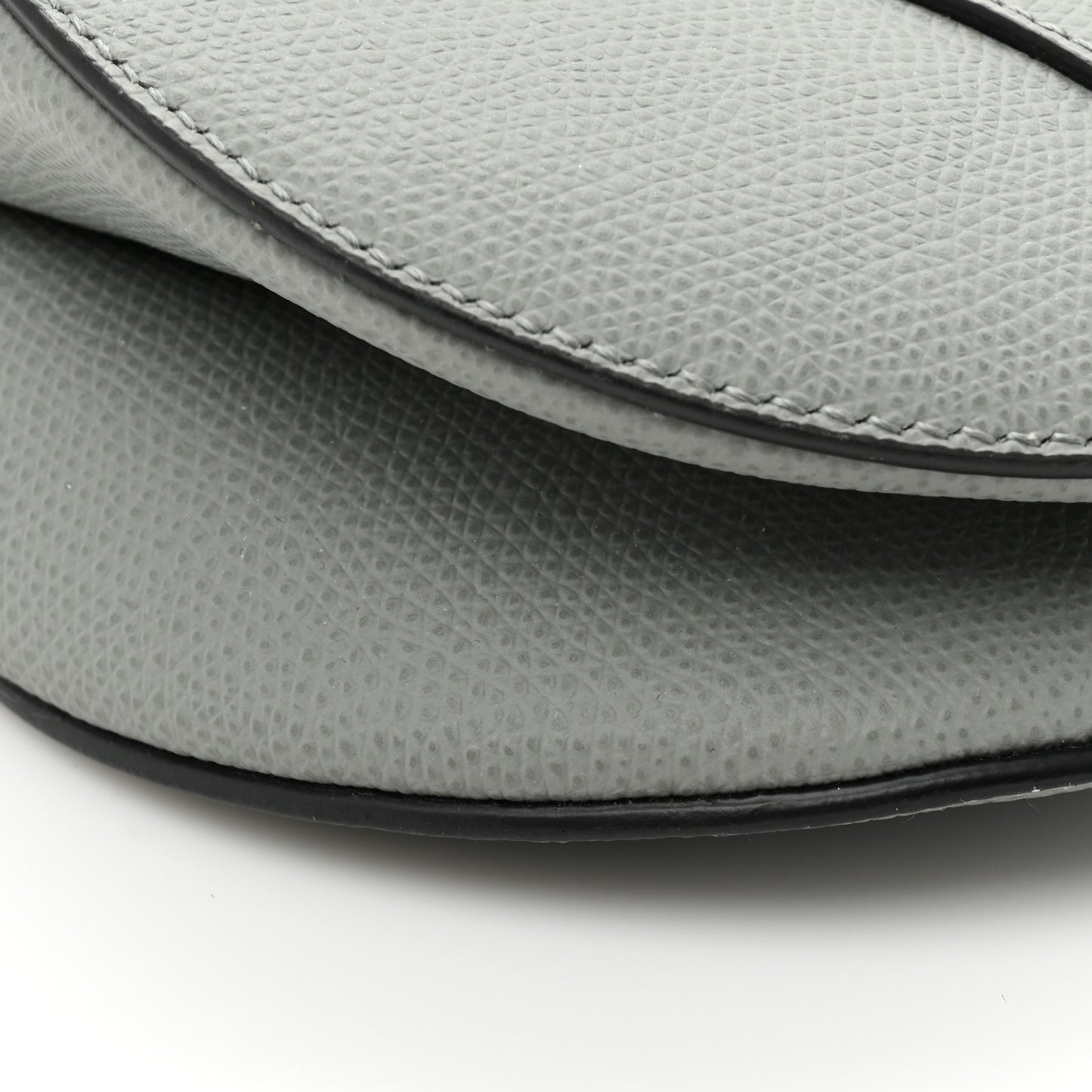 Grained Calfskin Saddle Bag Grey Stone