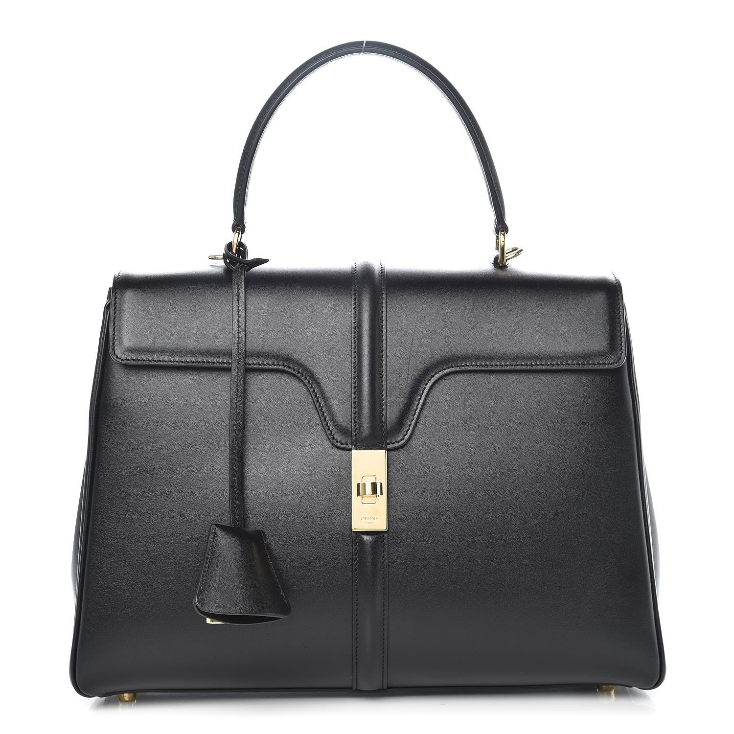 Celine Satinated Calfskin Medium 16 Top Handle Bag Black 1 of 14