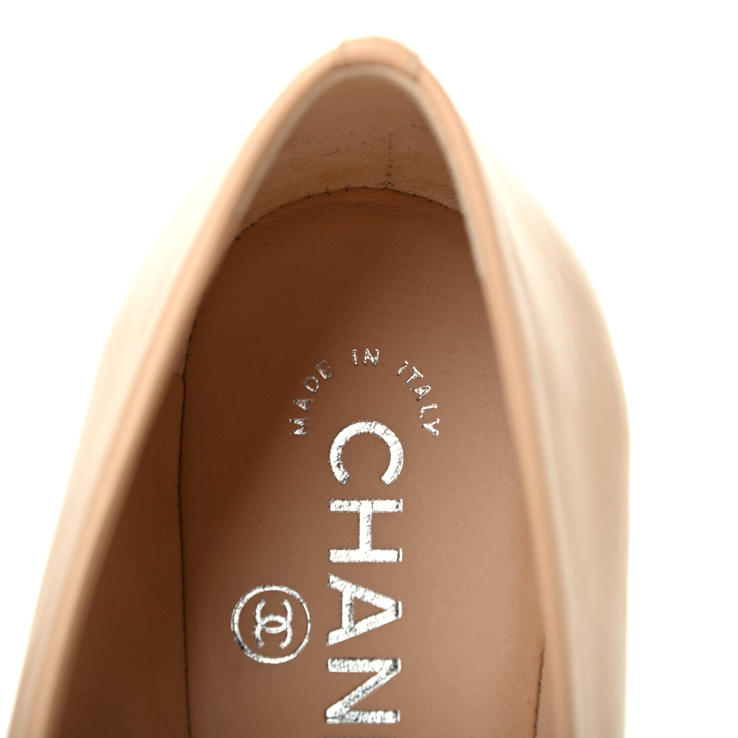 Chanel Lambskin Cap Toe CC Flats 37.5 Beige Black 5 of 6