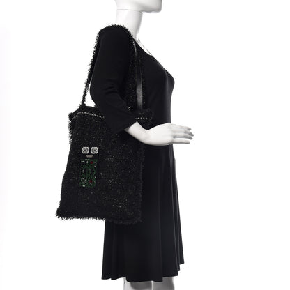 Chanel Tweed Resin Strass Large Robot Shopping Bag Black 2 of 10