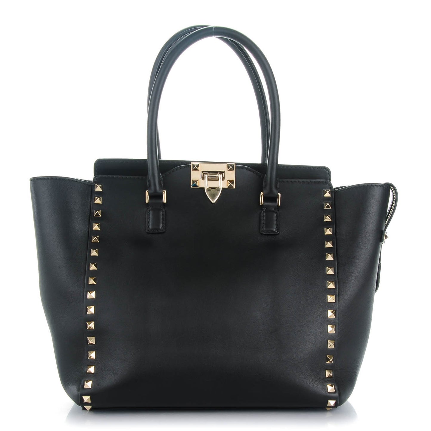 Vitello Rockstud Double Handle Tote Black