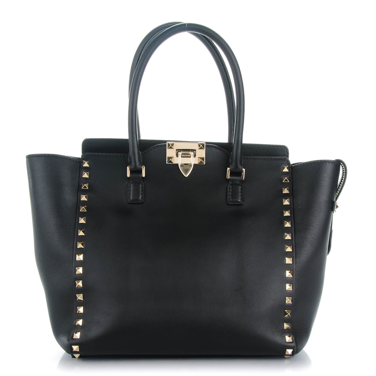 Valentino Garavani Vitello Rockstud Double Handle Tote Black 1 of 7