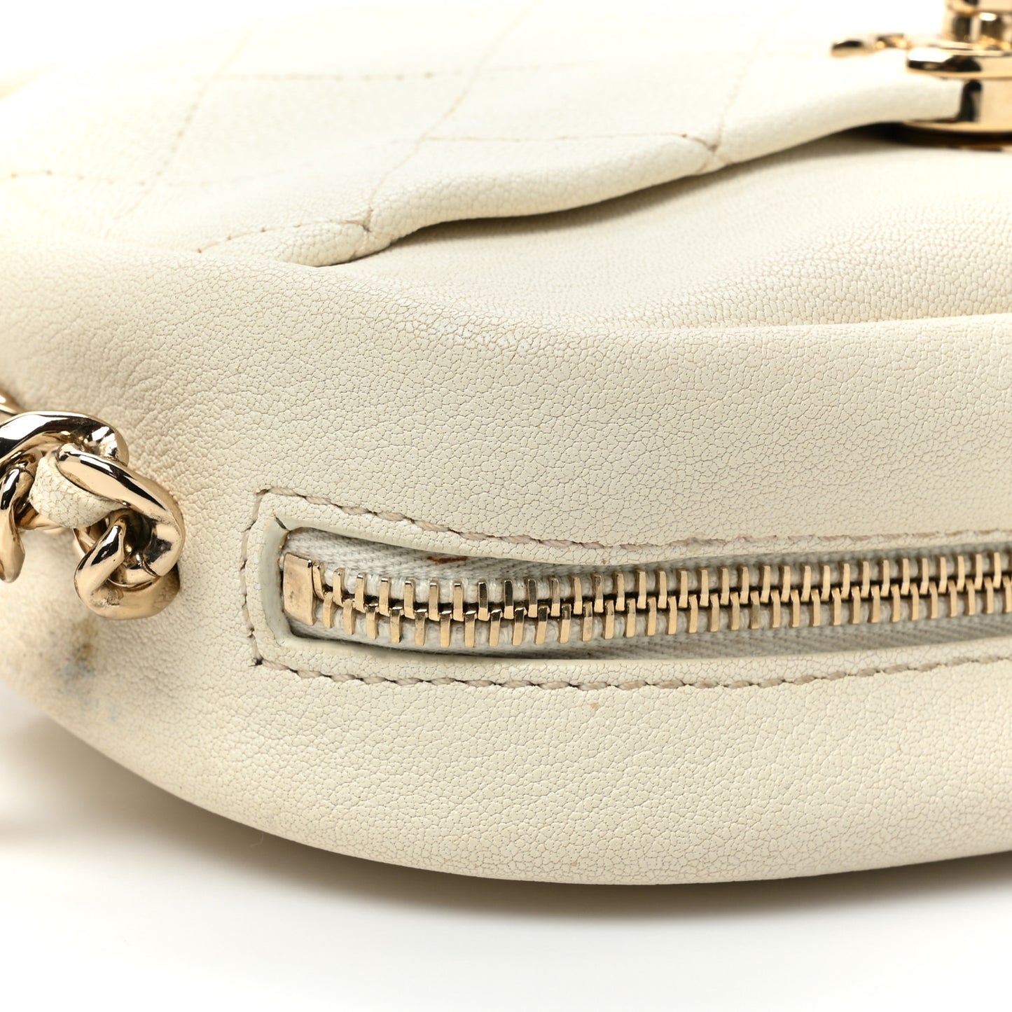 Goatskin Quilted Small Casual Trip Camera Case White