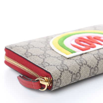 Gucci GG Supreme Monogram Embroidered Rainbow Zip Around Wallet Red 8 of 9