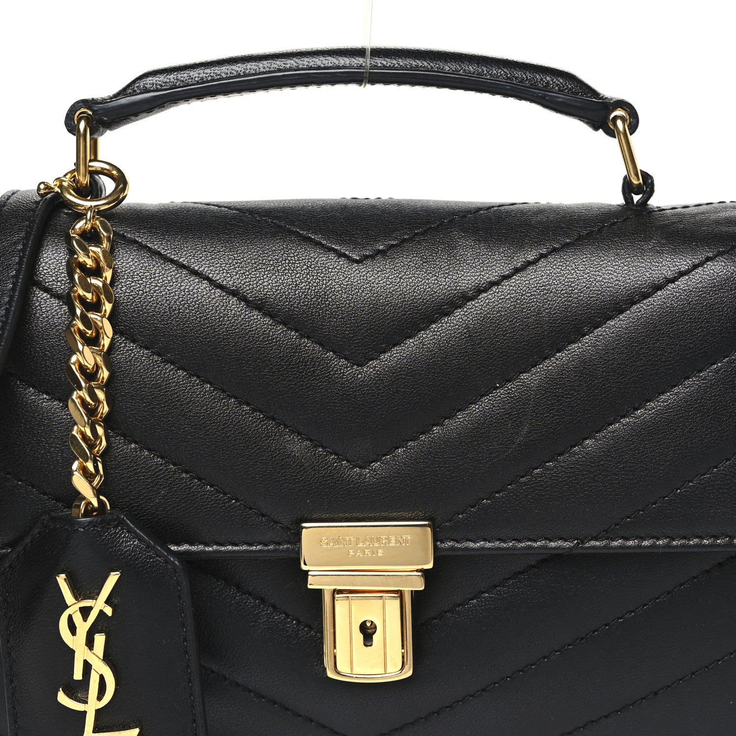 Saint Laurent Lambskin Chevron Quilted Mini High School Satchel Black 9 of 11