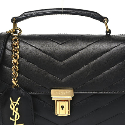 Saint Laurent Lambskin Chevron Quilted Mini High School Satchel Black 9 of 11